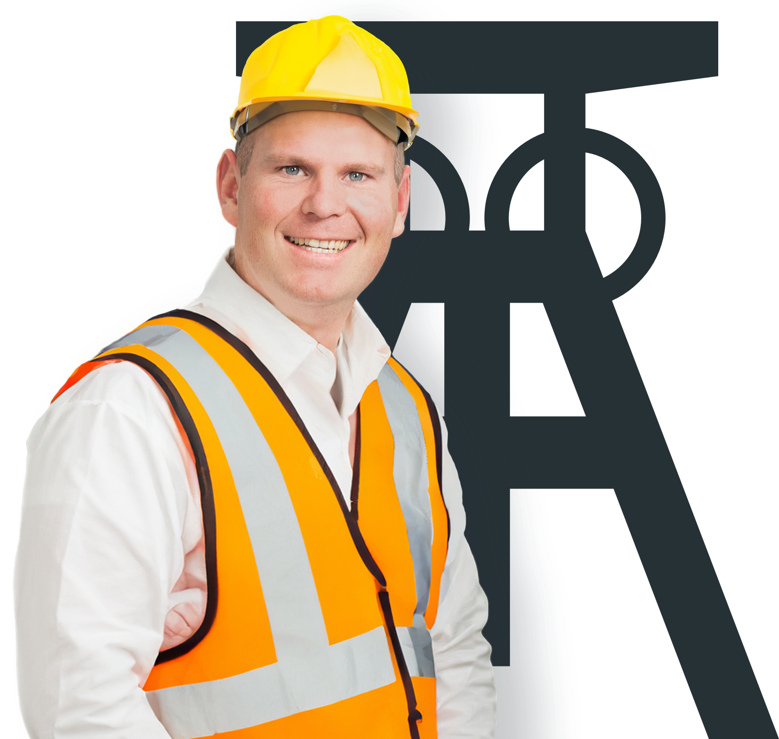 Mann mit Warnweste und Helm